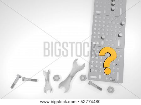 Question Symbol On White Mechanical Background