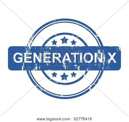 Generation X business stamp with stars isolated on a white background.