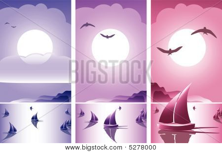 추상 낭만적인 일몰 배너