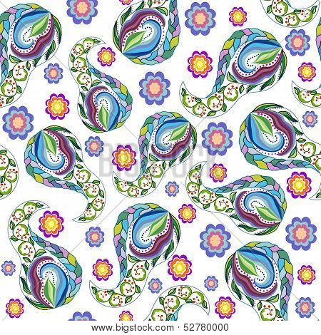 Seamless texture with ornate flowers