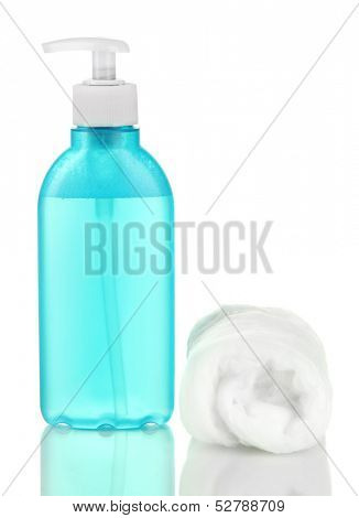 Wadding with cleanser for face isolated on white