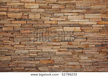 Ancient Wall Built Of Flat Stones