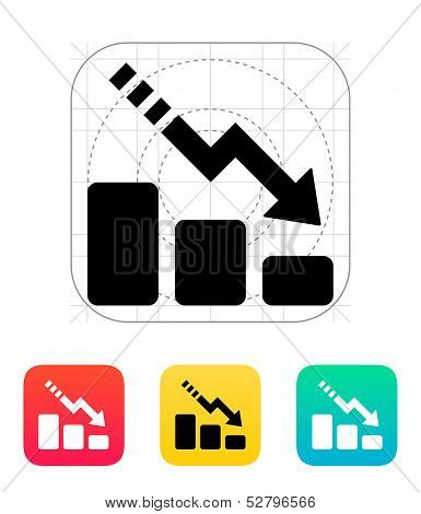 Line chart down icon.