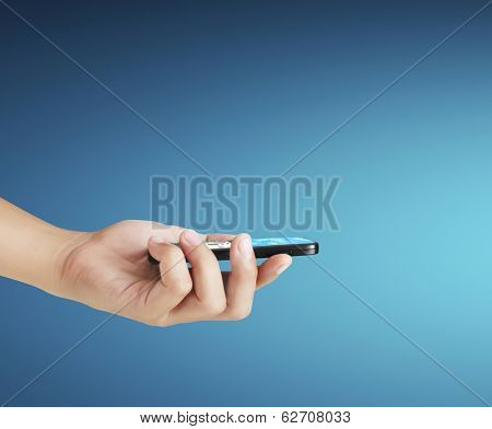 Touch screen mobile phone, in hand 