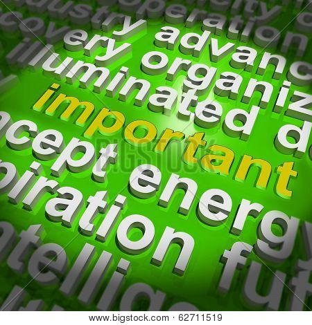 Important Word Cloud Shows Importance Consequential Or Major