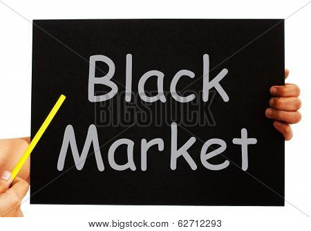 Black Market Blackboard Means Illegal Buying And Selling