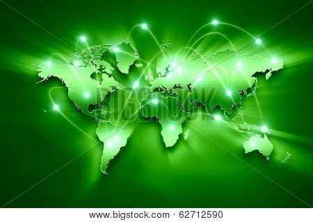 Background digital image of world map with connection lines