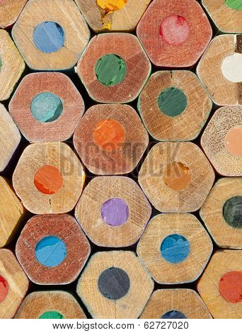Texture of colored pencils close up
