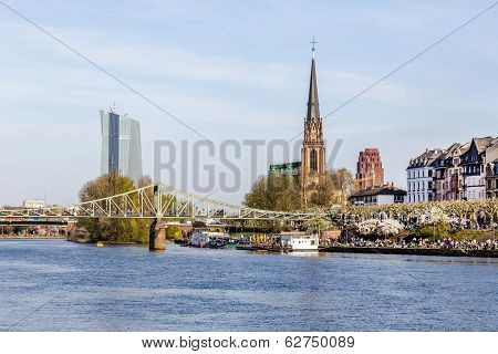 Skyline Of Frankfurt With River Main