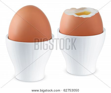 Boiled Egg In Eggcup. Vector Illustration