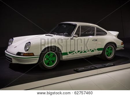 STUTTGART, GERMANY - APRIL, 2014: Porsche Museum. PORSHE 911 Carrera RS 2.7 Coupe (1973)