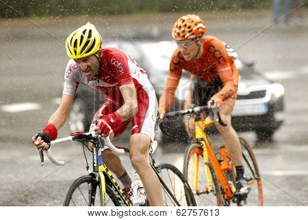BARCELONA - MARCH, 30: Yoann Bagot of Cofidis Team rides during the Tour of Catalonia cycling race through the streets of Monjuich mountain in Barcelona on March 30, 2014