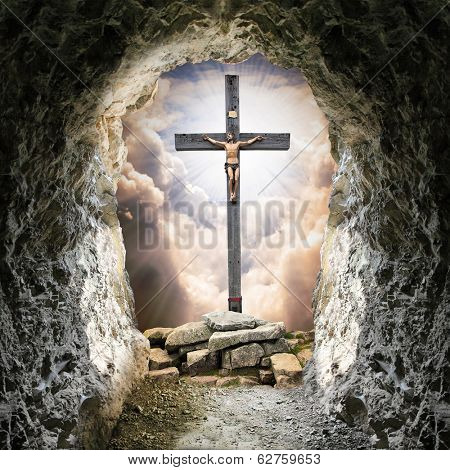 Way to Golgotha. Easter background. 