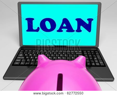 Loan Laptop Means Lending And Borrowing Money