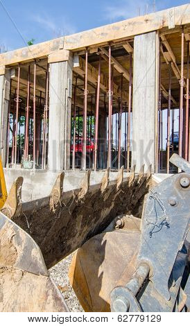 Construction machinery in a construction site