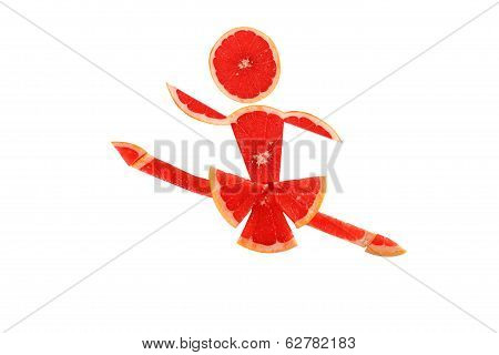 Healthy Eating. Funny Little Danser Made Of The Grapefruit Slices.