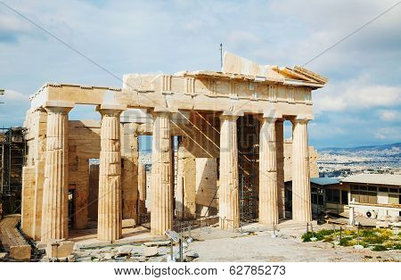 Propylaea At Acropolis In Athens, Greece