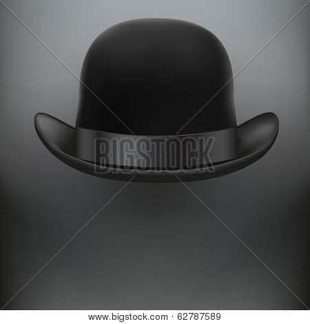 Black bowler hat on a white background