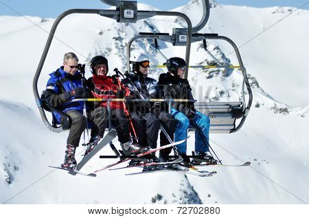 Skiers In Ski Lift