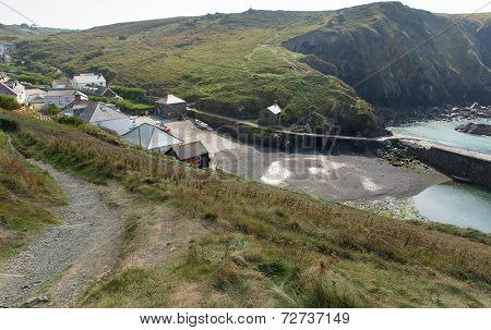 Mullion Cove village Cornwall UK the Lizard peninsula Mounts Bay near Helston