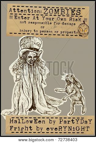 Halloween Placard - Hand Drawings