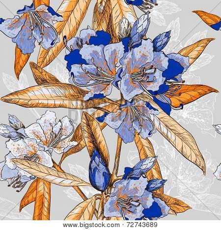 Vector Seamless pattern with Oleander flower