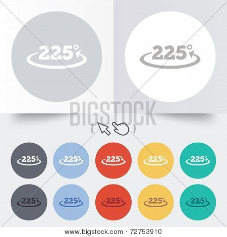 Angle 225 degrees sign icon. Geometry math symbol