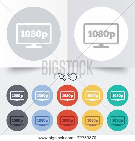 Full hd widescreen tv. 1080p symbol.