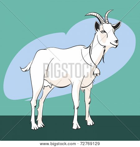 Homemade goat with a bell on the neck
