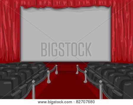 Illustration of a Red Carpet Lining the Aisle of an Empty Theater