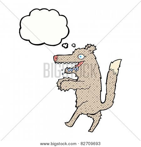 cartoon big bad wolf with thought bubble