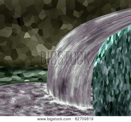 Swimming Pool With A Waterfall In A Closed Room