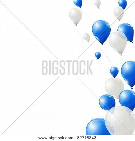 Blue and white balloons background