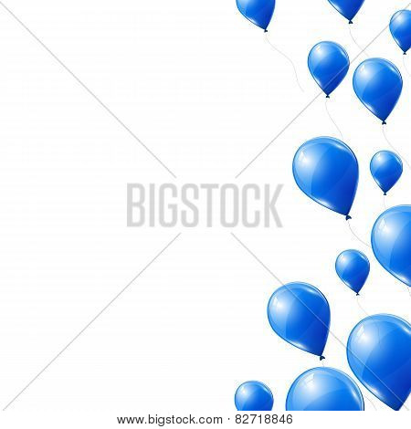 Blue balloons on white background