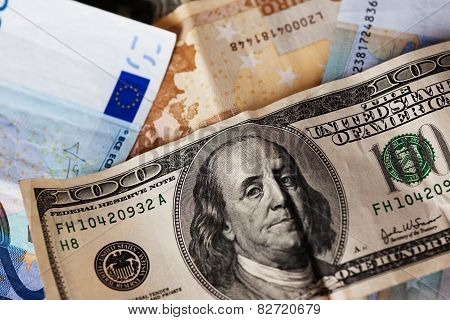 dollar and euro notes.