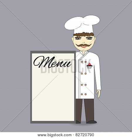 Chef holding a menu of the restaurant