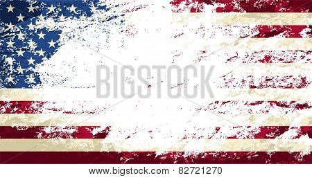 American flag. Grunge background. Vector illustration