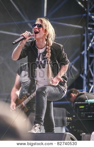 Guano Apes rock band perform during Most festival on Borovaya airfield in Minsk, July 3, 2014