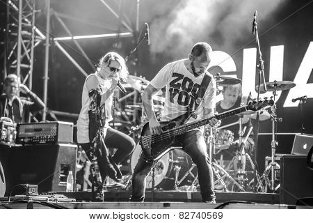 Guano Apes rock band perform during Most festival on Borovaya airfield in Minsk, July 3, 2014
