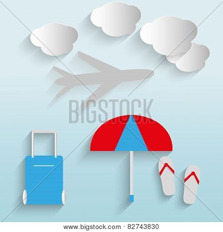 design vector concept illustration with icons of travel and vacation