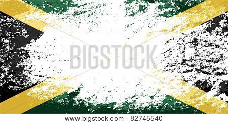 Jamaican flag. Grunge background. Vector illustration