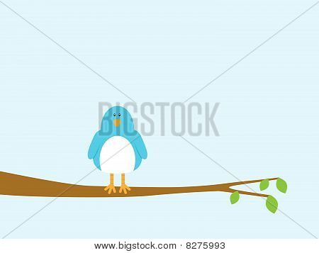 Pájaro azul, sentado en un árbol