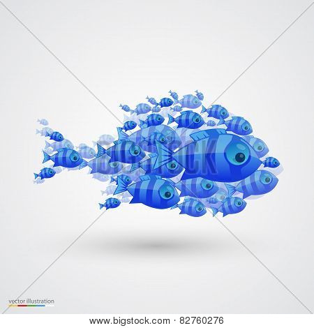 Pack of fish. Vector