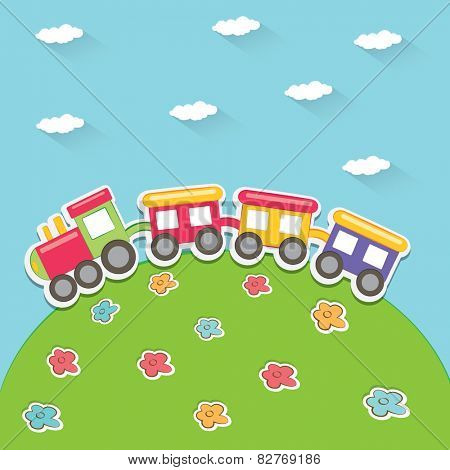 Happy cartoon train. Vector illustration