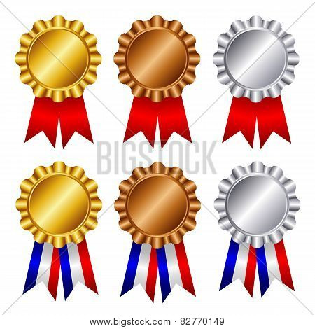 Gold , Silver And Bronze Award Ribbons