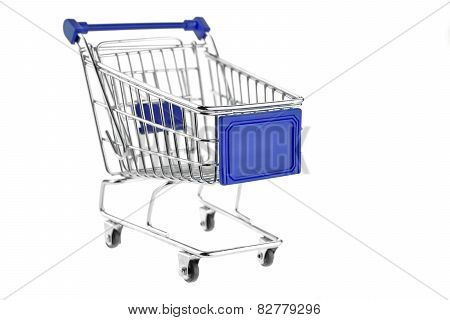 Blue Shopping Cart Isolated On White