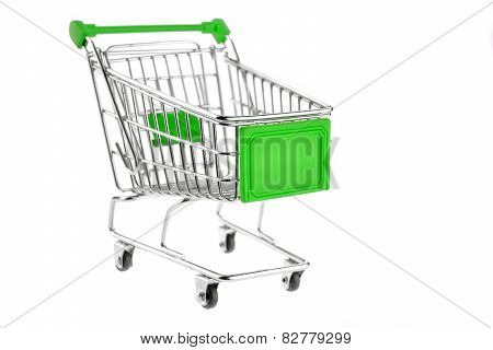 Green Shopping Cart  Isolated On White