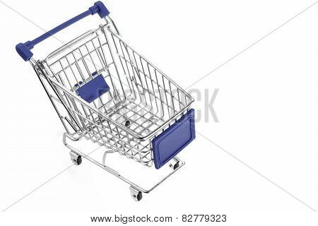 Blue Shopping Cart Isolated On White