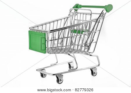 Green Shopping Cart  Isolated On White