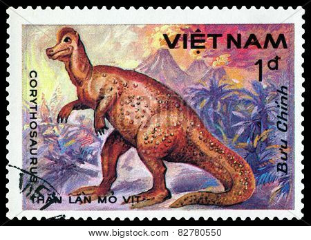 Vintage  Postage Stamp. Corythosaurus.